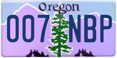 OR license plate 007NBP