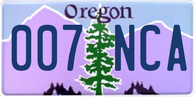 OR license plate 007NCA
