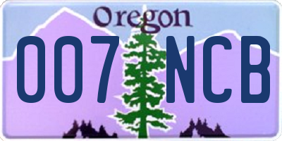 OR license plate 007NCB