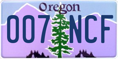 OR license plate 007NCF