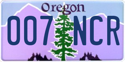 OR license plate 007NCR