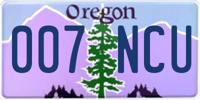 OR license plate 007NCU