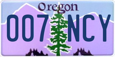 OR license plate 007NCY