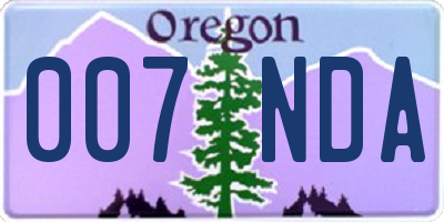 OR license plate 007NDA