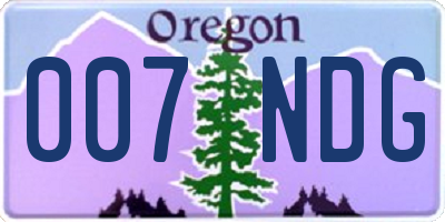 OR license plate 007NDG