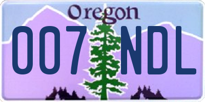 OR license plate 007NDL