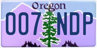 OR license plate 007NDP