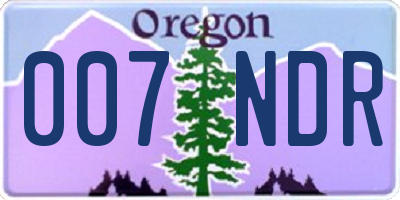 OR license plate 007NDR