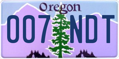 OR license plate 007NDT