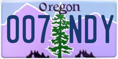 OR license plate 007NDY