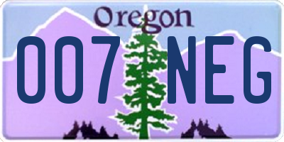 OR license plate 007NEG