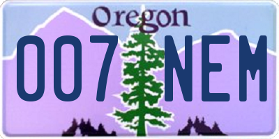OR license plate 007NEM