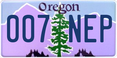 OR license plate 007NEP