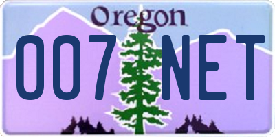 OR license plate 007NET