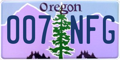 OR license plate 007NFG