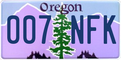 OR license plate 007NFK