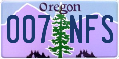 OR license plate 007NFS