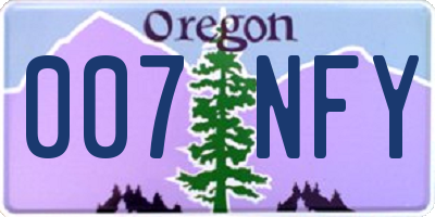 OR license plate 007NFY