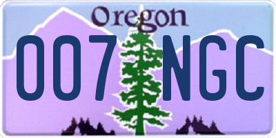 OR license plate 007NGC