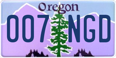 OR license plate 007NGD