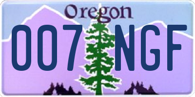 OR license plate 007NGF