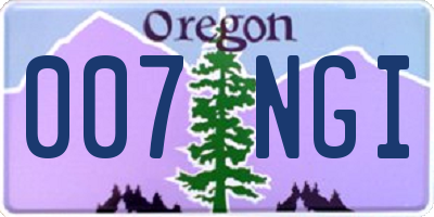 OR license plate 007NGI