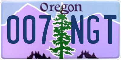 OR license plate 007NGT