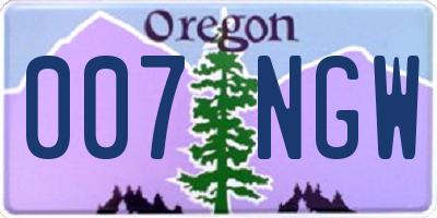OR license plate 007NGW