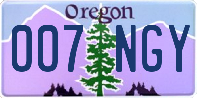 OR license plate 007NGY