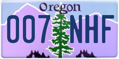 OR license plate 007NHF
