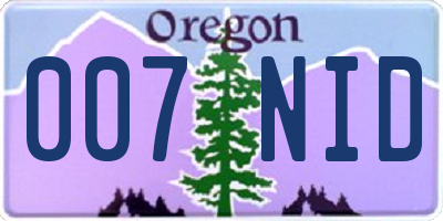 OR license plate 007NID