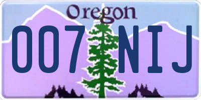 OR license plate 007NIJ