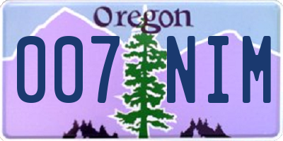 OR license plate 007NIM