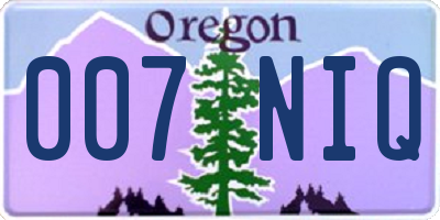 OR license plate 007NIQ