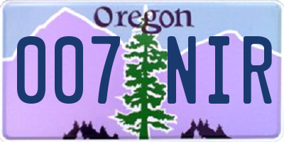 OR license plate 007NIR