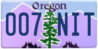 OR license plate 007NIT