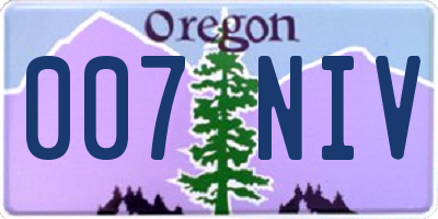 OR license plate 007NIV