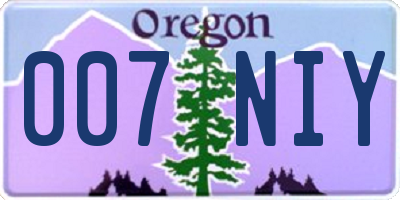 OR license plate 007NIY