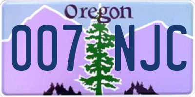 OR license plate 007NJC