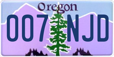 OR license plate 007NJD