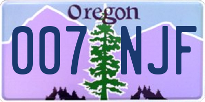 OR license plate 007NJF