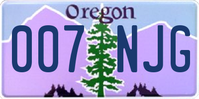OR license plate 007NJG