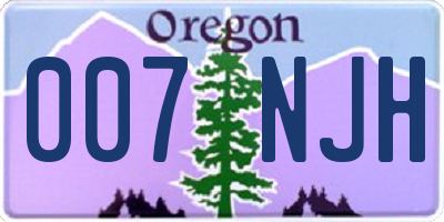 OR license plate 007NJH