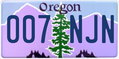 OR license plate 007NJN