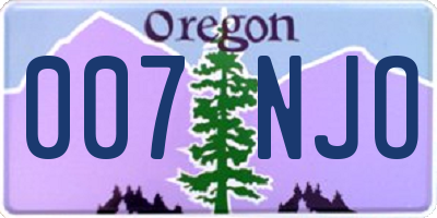 OR license plate 007NJO