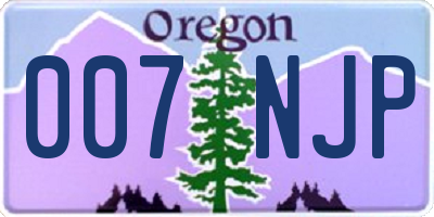 OR license plate 007NJP