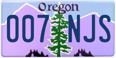 OR license plate 007NJS