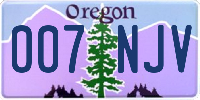 OR license plate 007NJV