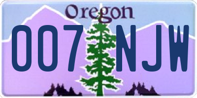 OR license plate 007NJW