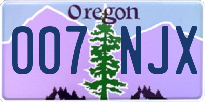 OR license plate 007NJX